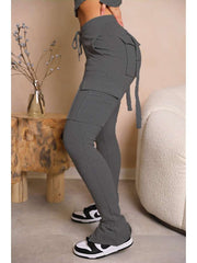 Drawstring Multi Pocket Fitted Cargo Pants