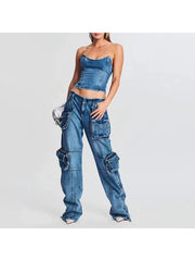 Patchwork Bodycon Plus Size Denim Jeans