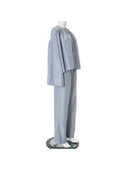 Loose Ruched Tie-wrap Straight Pant Sets