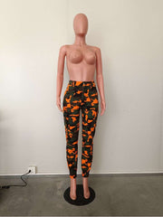 Camouflage Bodycon Cargo Plus Size Pants