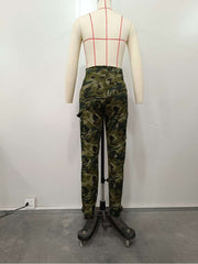 Camouflage Bodycon Cargo Plus Size Pants