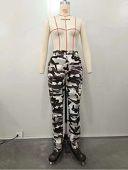 Camouflage Bodycon Cargo Plus Size Pants