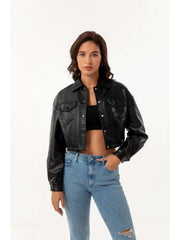 Long Sleeve Single Breasted Fine Leather Jacket