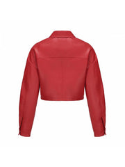 Long Sleeve Single Breasted Fine Leather Jacket