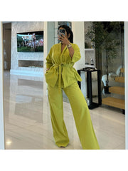 Pure Color Long Sleeve Casual Pant Sets