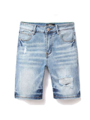 Ripped Straight Denim Men's Short Pants