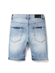 Ripped Straight Denim Men's Short Pants