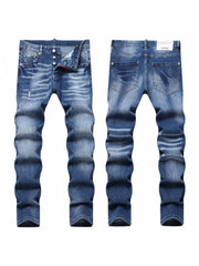 Washed Straight Single Breasted Men's Jeans