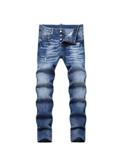 Washed Straight Single Breasted Men's Jeans