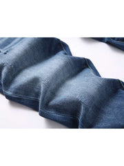 Washed Straight Single Breasted Men's Jeans