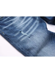 Washed Straight Single Breasted Men's Jeans