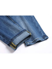 Washed Straight Single Breasted Men's Jeans