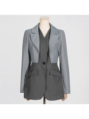 Colorblock Buckle Long Sleeve Blazers