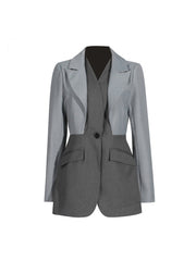 Colorblock Buckle Long Sleeve Blazers