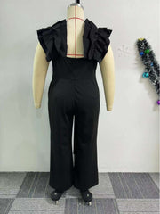 Lacework Backless Zipper Wide Leg Jumpsuits