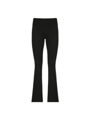 Pure Color Split Hem Flare Leg Pants