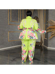 Floral Long Sleeve Blazers Pant Sets