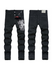 Letter Single Breasted Men's Jeans