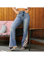 Patchwork High Rise Flare Leg Jeans