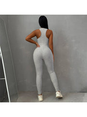 Lacework U Neck Backless Fitted Jumpsuits