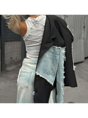 Ripped Patchwork Blazers Denim Jackets