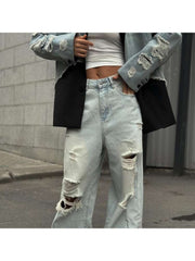 Ripped Patchwork Blazers Denim Jackets