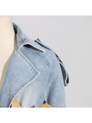 Colorblock Ruffle Long Sleeve Denim Jackets