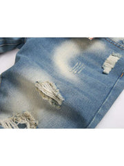 Print Ripped Men's Denim Short Pants