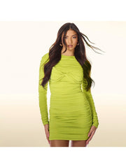 Knot Ruched Bodycon Long Sleeves Mini Dress