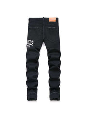 Letter Mid-rise Bodycon Men's Jeans