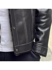 Patchwork Long Sleeve Leather Men's Jackets