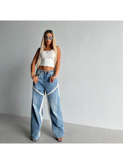 Patchwork Loose Low Rise Jeans