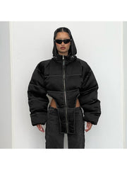 V-shape Tailored Detachable Hooded Bare Waist Coats