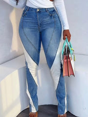 Contrast Color Patchwork Bodycon Jeans