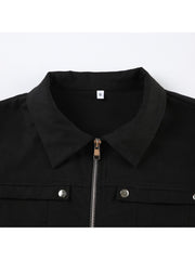 Beading Patchwork Stand Collar Zipper Jackets