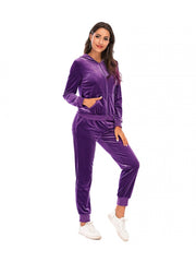 Pure Color Ankle-tied Athleisure Plus Size Pant Sets