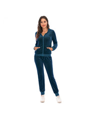 Pure Color Ankle-tied Athleisure Plus Size Pant Sets