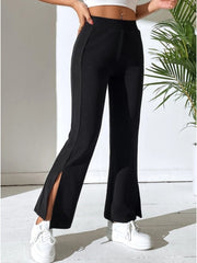 Plain Color Split Hem Flared Pants