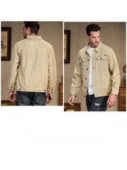 Solid Color Single Breasted Long Sleeve Men's Jackets