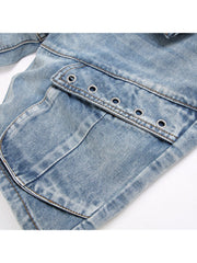 Eyelets Denim Men's Short Pants