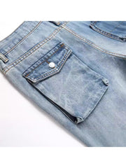 Eyelets Denim Men's Short Pants