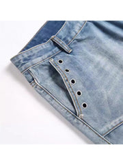 Eyelets Denim Men's Short Pants