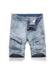 Eyelets Denim Men's Short Pants