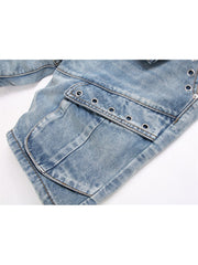 Eyelets Denim Men's Short Pants