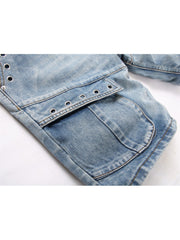 Eyelets Denim Men's Short Pants