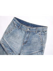 Eyelets Denim Men's Short Pants