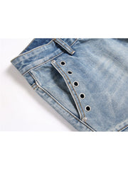 Eyelets Denim Men's Short Pants