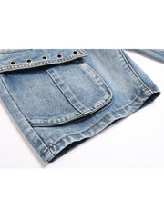 Eyelets Denim Men's Short Pants