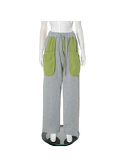 Contrast Color Duffel Bag Wide Leg Pants