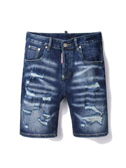 Ripped Straight Denim Men's Short Pants